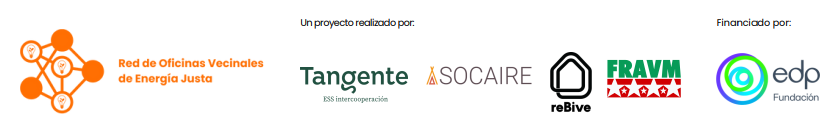 un proyecto realizado por o Red de Oficinas Vecinales de Energía Justa, Tangente, Socaire y Reibive. Proyecto financiado for Fundación EDP